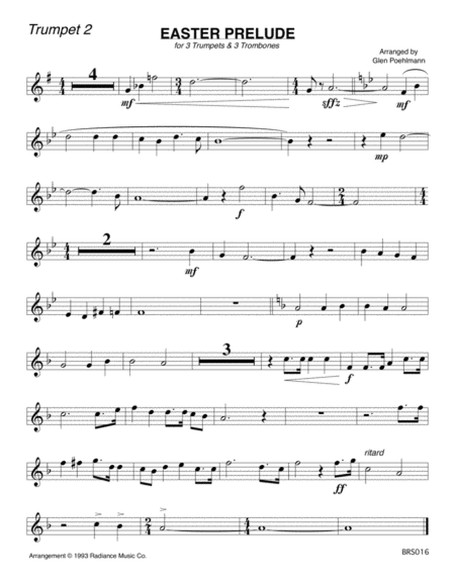 EASTER PRELUDE - Medley for 3 TRUMPETS & 3 TROMBONES (unaccompanied) image number null