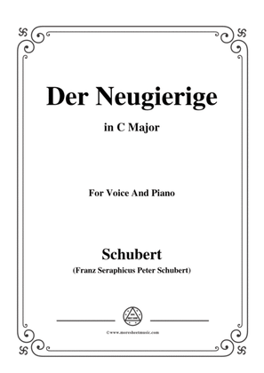 Book cover for Schubert-Der Neugierige,from 'Die Schöne Müllerin',Op.25 No.6,in C Major,for Voice&Piano