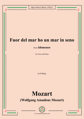 Book cover for Mozart-Fuor del mar ho un mar in seno,in D Major,from 'Idomeneo,K.366',for Voice and Piano