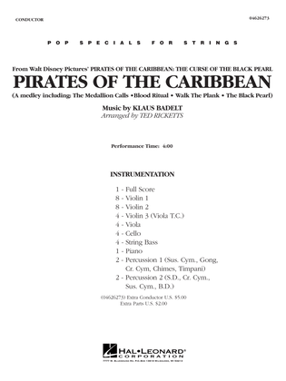Book cover for Pirates of the Caribbean (Medley) (arr. Ted Ricketts) - Full Score