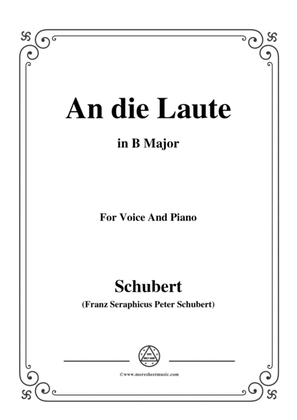 Book cover for Schubert-An die Laute,Op.81 No.2,in B Major,for Voice&Piano