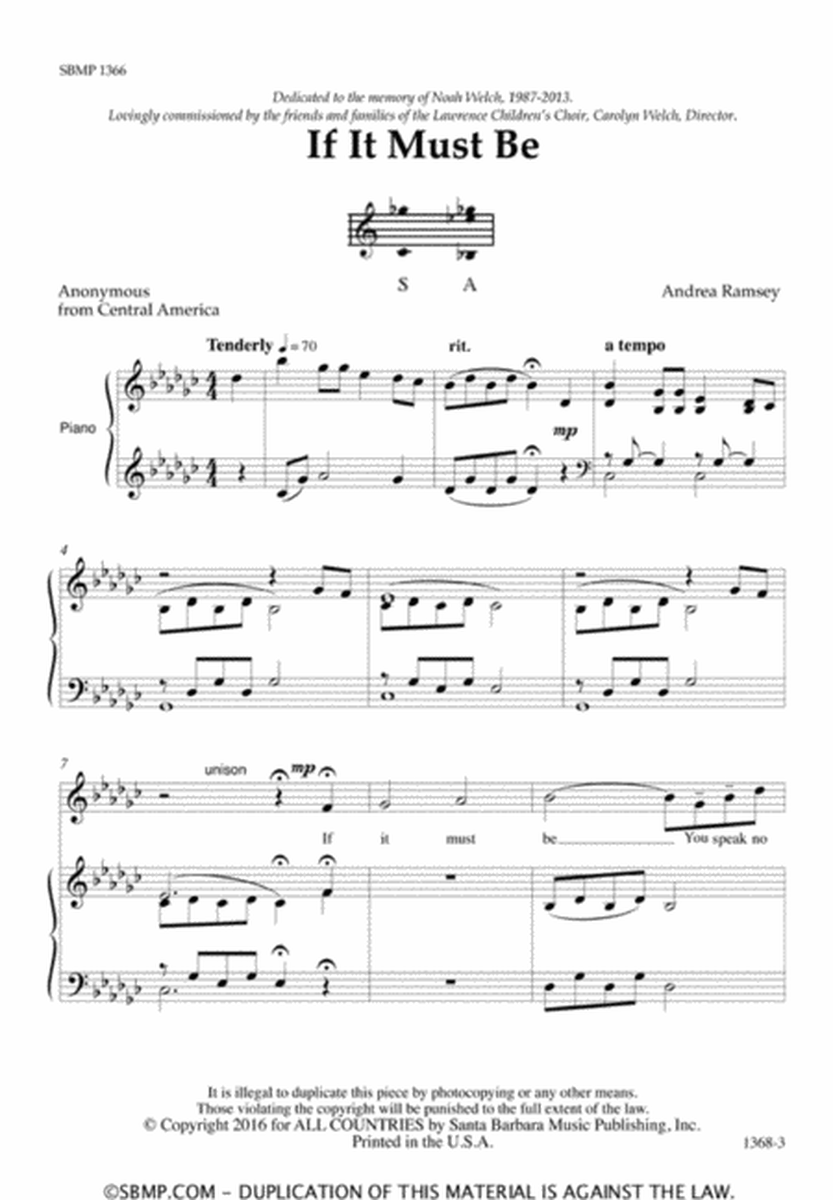 If It Must Be - Two-part Octavo image number null