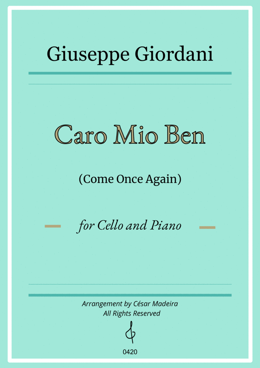 Caro Mio Ben (Come Once Again) - Cello and Piano (Full Score) image number null