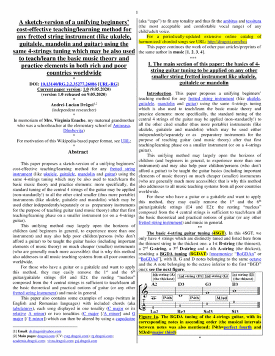 Dragoi - A sketch-version of a unifying beginners' cost-effective METHOD for any fretted string inst image number null