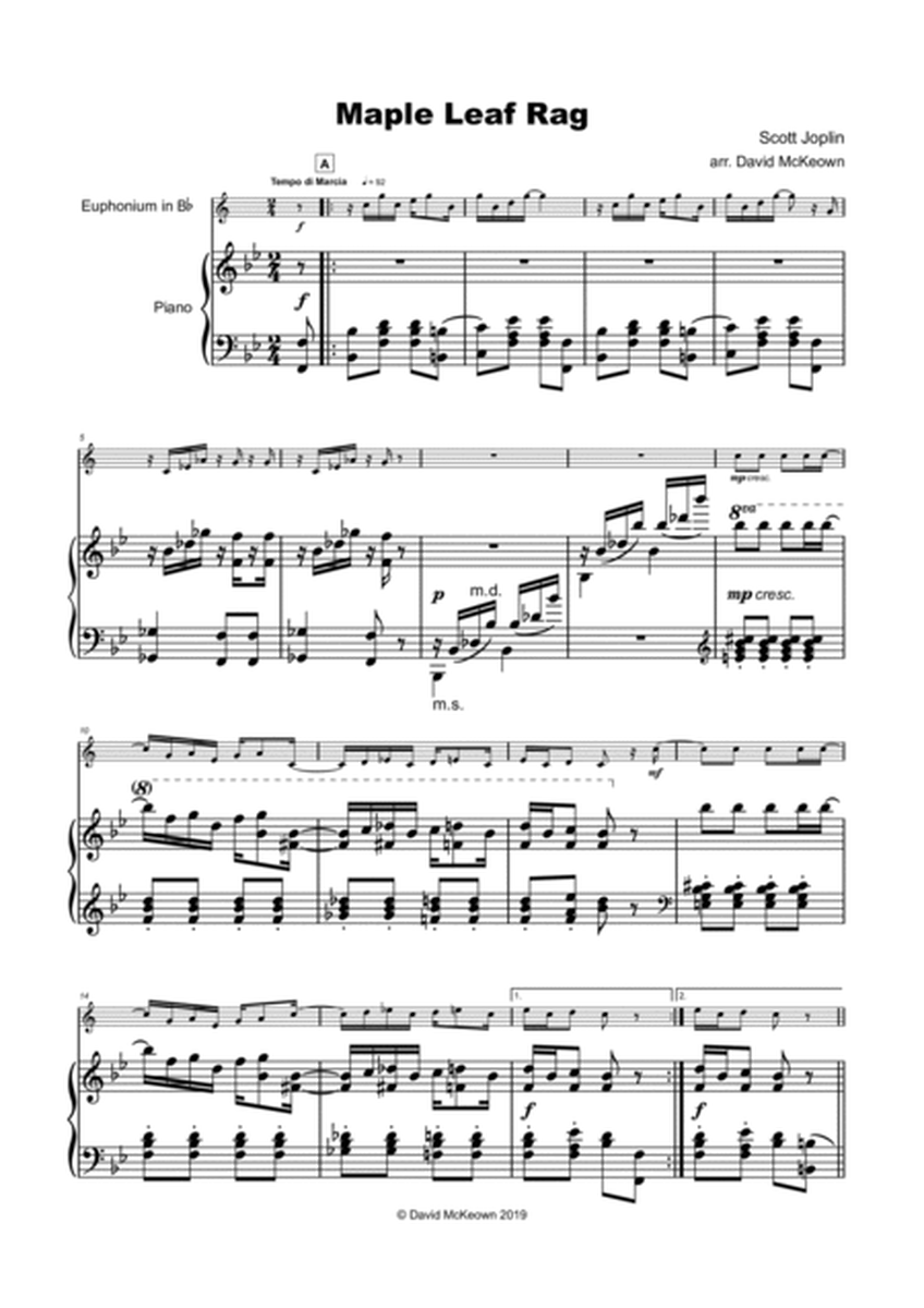 Maple Leaf Rag, by Scott Joplin, for Euphonium and Piano