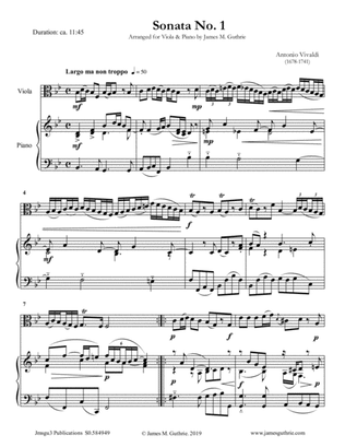 Book cover for Vivaldi: Sonata No. 1 for Viola & Piano