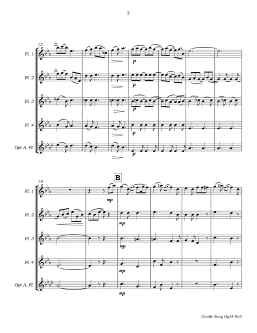 Cradle Song Op24 No3 for Flute Quartet image number null