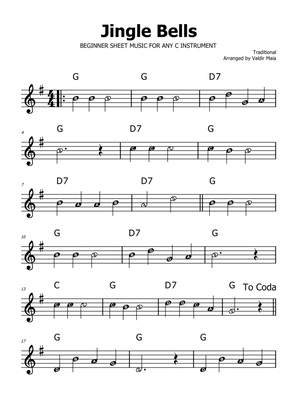 Book cover for Jingle Bells - G Major (with note names)