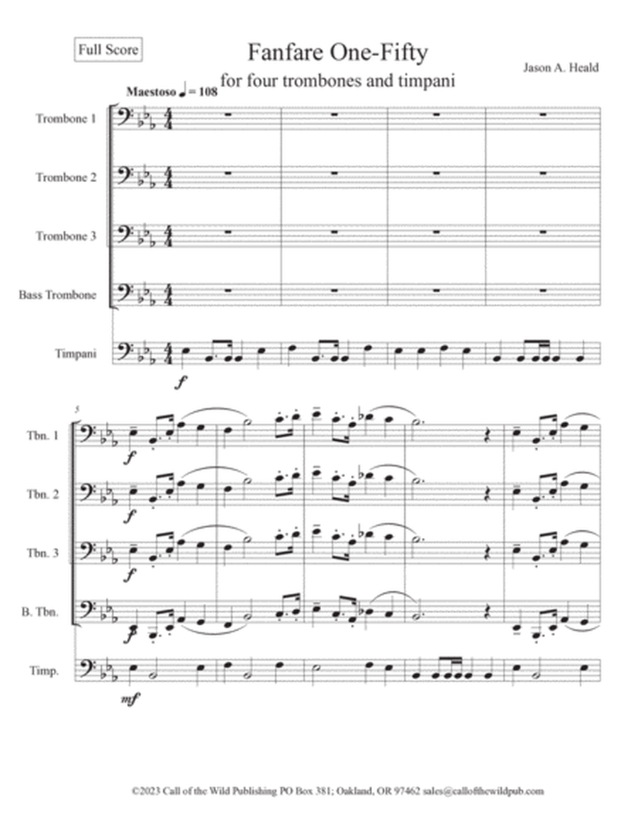 "Fanfare One-Fifty" for four trombones and optional timpani image number null