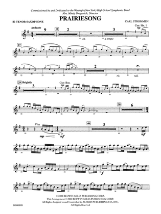 Prairiesong: B-flat Tenor Saxophone