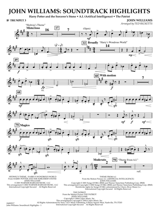 John Williams: Soundtrack Highlights (arr. Ted Ricketts) - Bb Trumpet 3