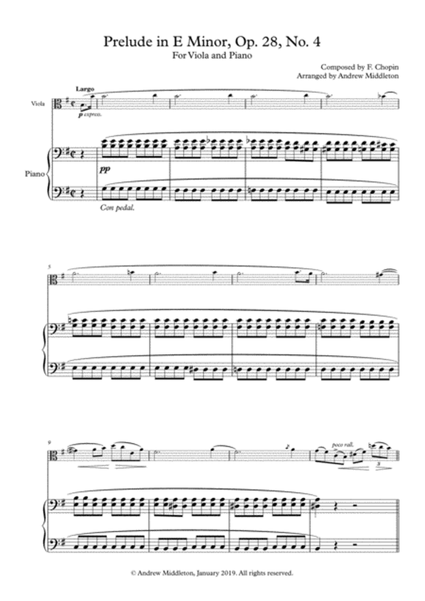 Prelude in E Minor arranged for Viola & Piano image number null