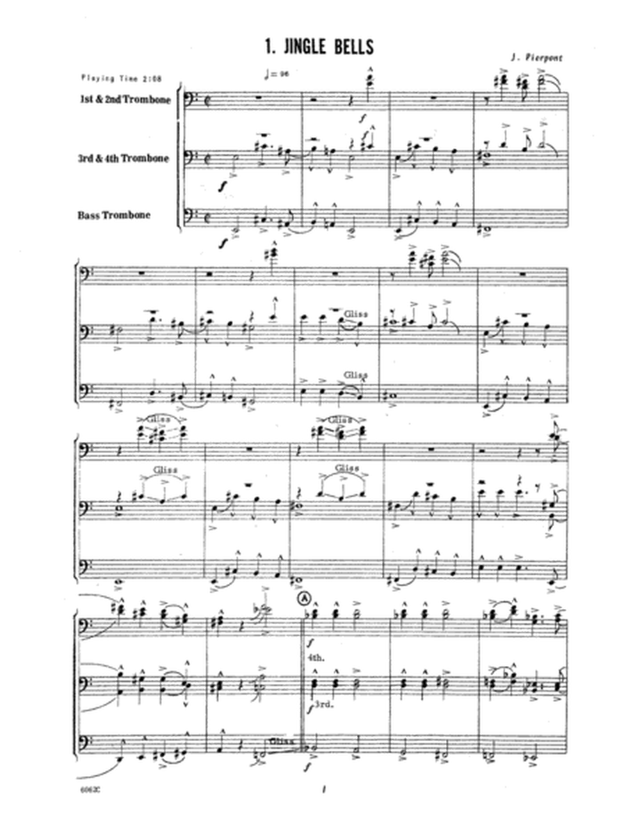 Ten Christmas Carols For Trombone Quintet - Full Score