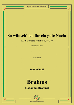 Book cover for Brahms-So wünsch' ich ihr ein gute Nacht,WoO 33 No.18,in F Major,for Voice&Piano