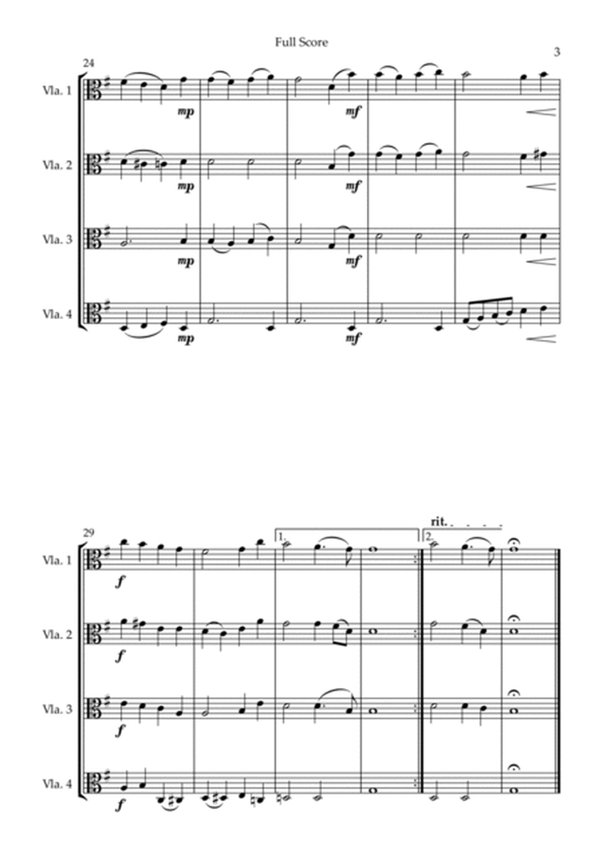 Adeste Fideles (Christmas Song) for Viola Quartet