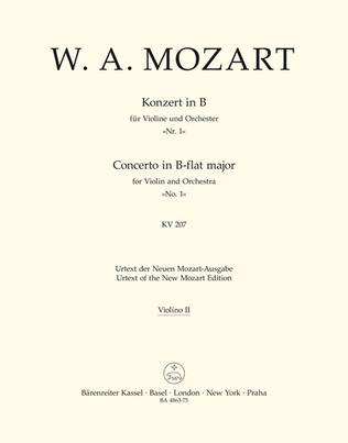 Book cover for Concerto for Violin and Orchestra, No. 1 B flat major, KV 207