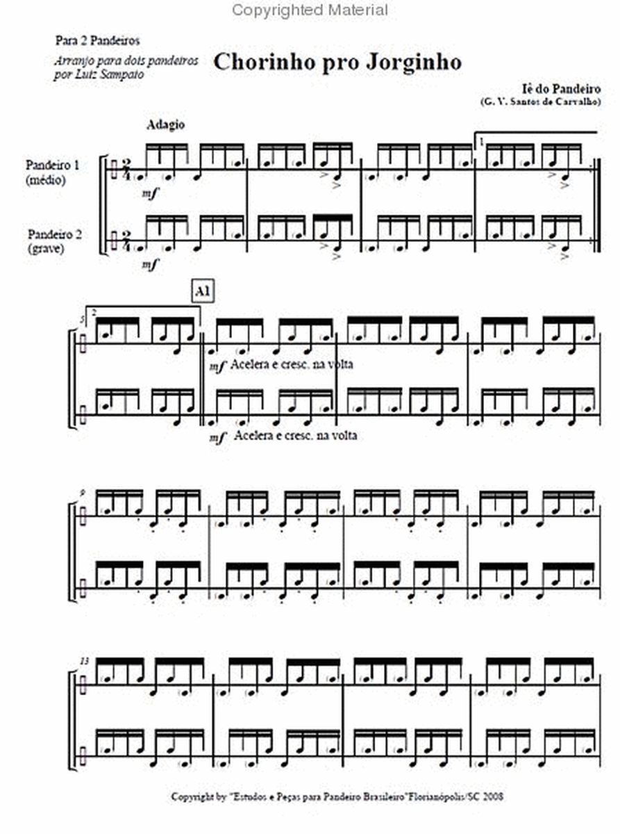 Etudes and Pieces for Brazilian Pandeiro: 6 Compositions for 1 - 4 players