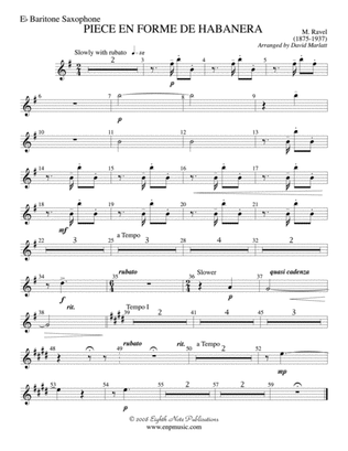 Piece en Forme de Habanera (Soloist and Concert Band): E-flat Baritone Saxophone