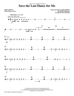 Book cover for Save the Last Dance for Me (arr. Ed Lojeski) - Percussion 2