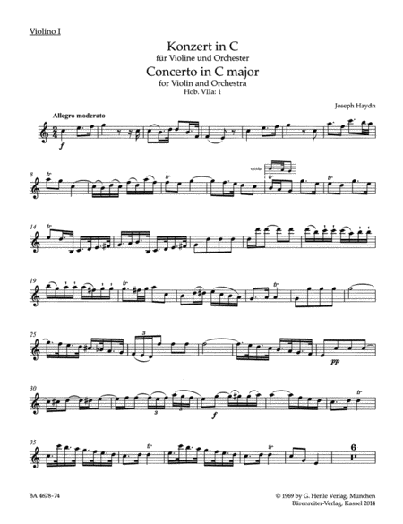 Concerto for Violin and Orchestra in C major Hob. VIIa:1