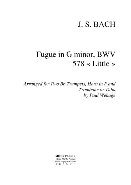 Fugue in G minor BWV 578 Little