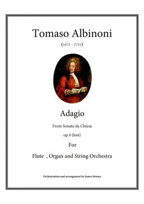 Book cover for Adagio in g minor for flute, strings and organ