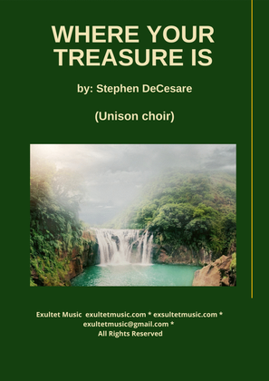 Book cover for Where Your Treasure Is (Unison choir)