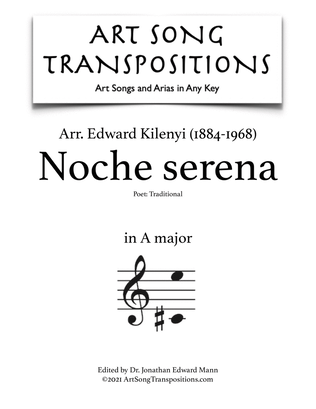 Book cover for KILENYI: Noche serena (transposed to A major)