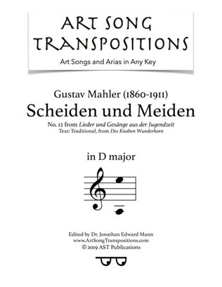 Book cover for MAHLER: Scheiden und Meiden (transposed to D major)