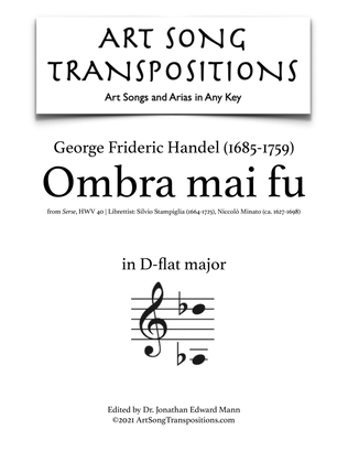 Book cover for HANDEL: Ombra mai fu (transposed to D-flat major)