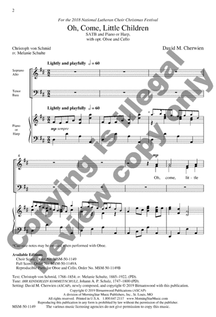 Oh, Come, Little Children (Choral Score) image number null