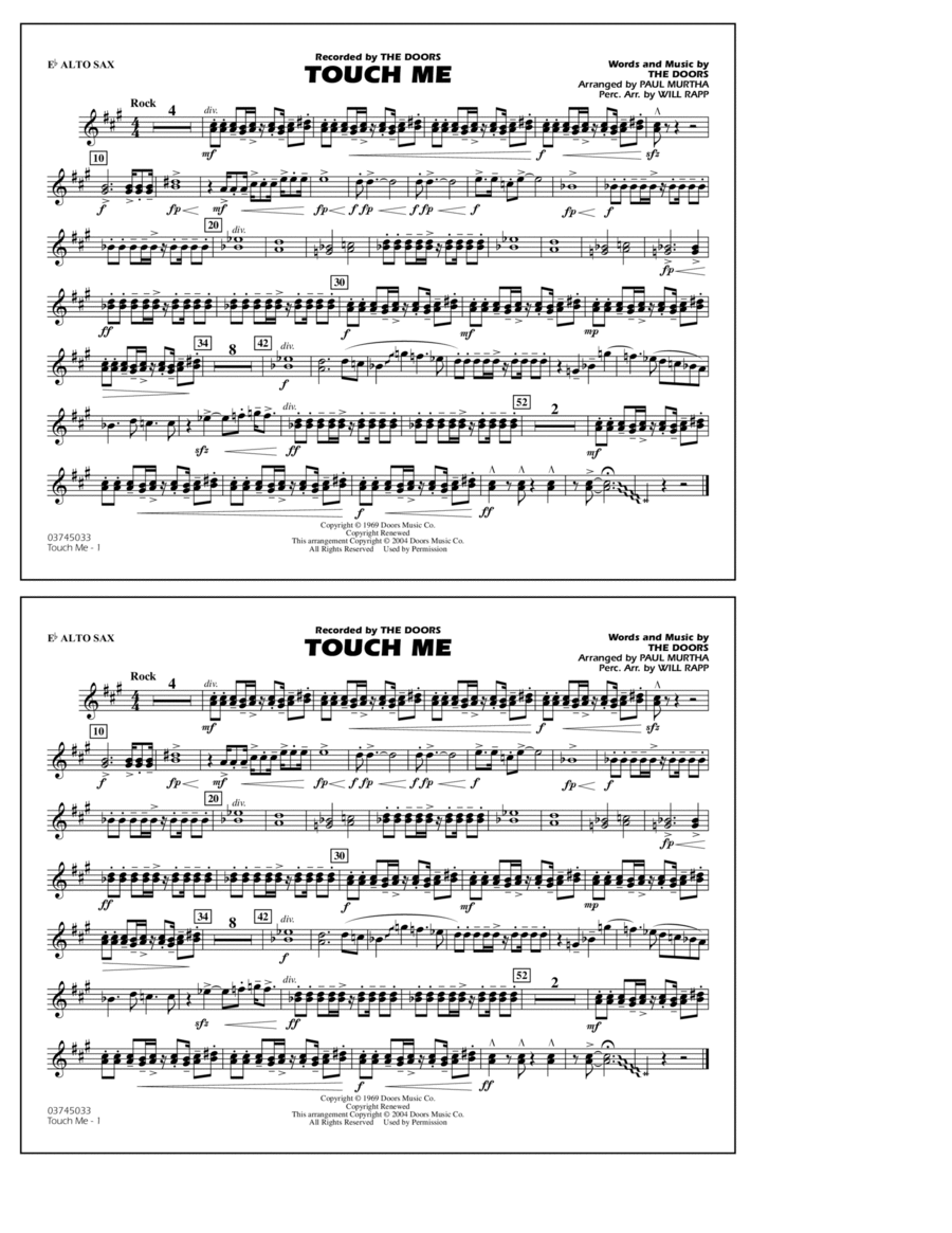 Touch Me (arr. Paul Murtha) - Eb Alto Sax