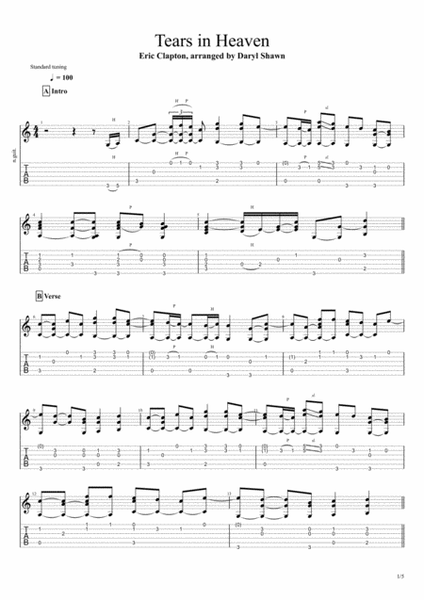 Tears In Heaven Sheet Music | Eric Clapton | Guitar Tab (Single Guitar)