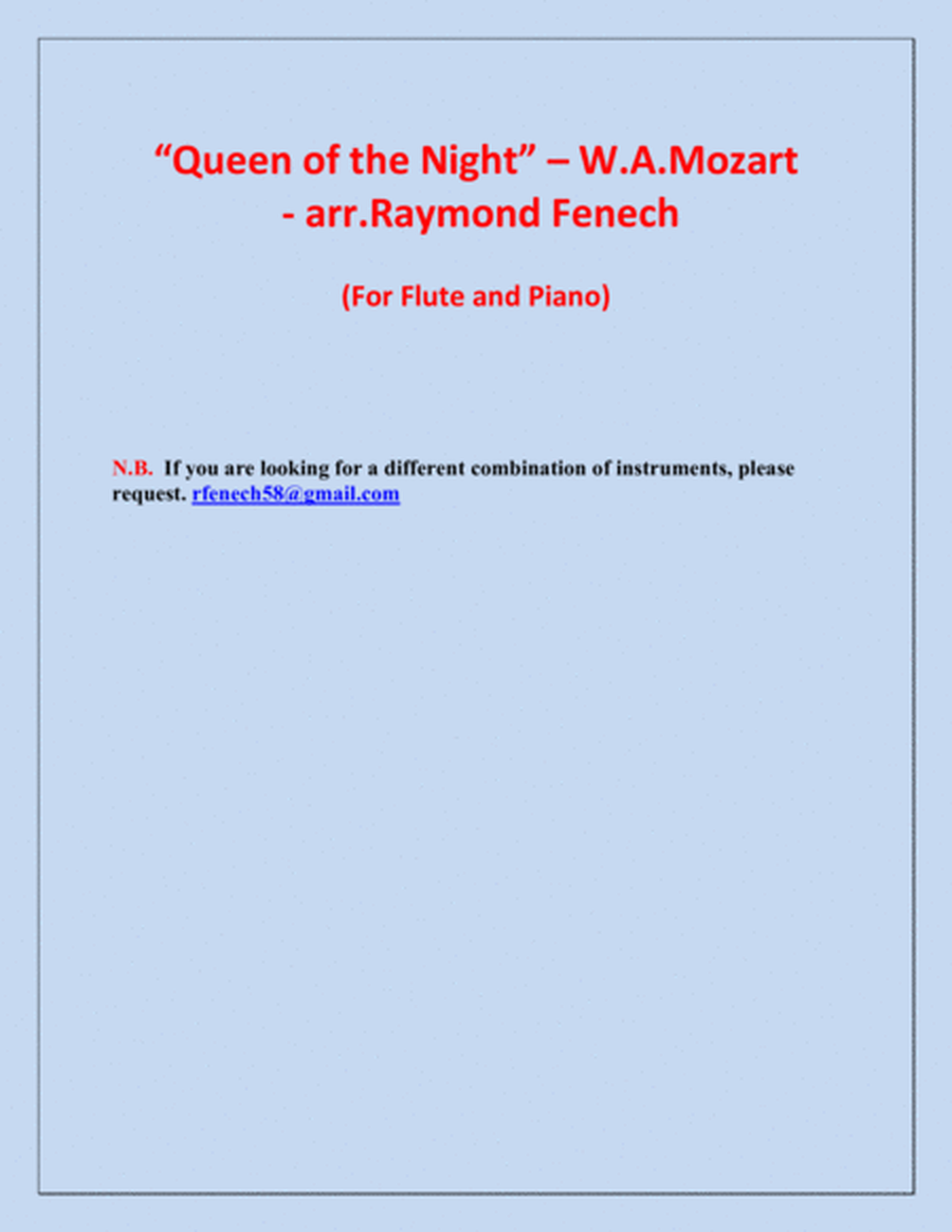 Queen of the Night - From the Magic Flute - Flute and Piano image number null