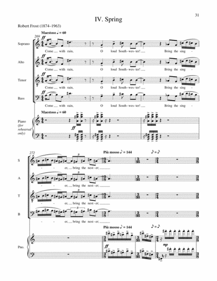 The Seasons (String Quartet Version Piano/Choral Score)