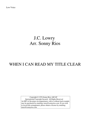 Book cover for WHEN I CAN READ MY TITLE CLEAR