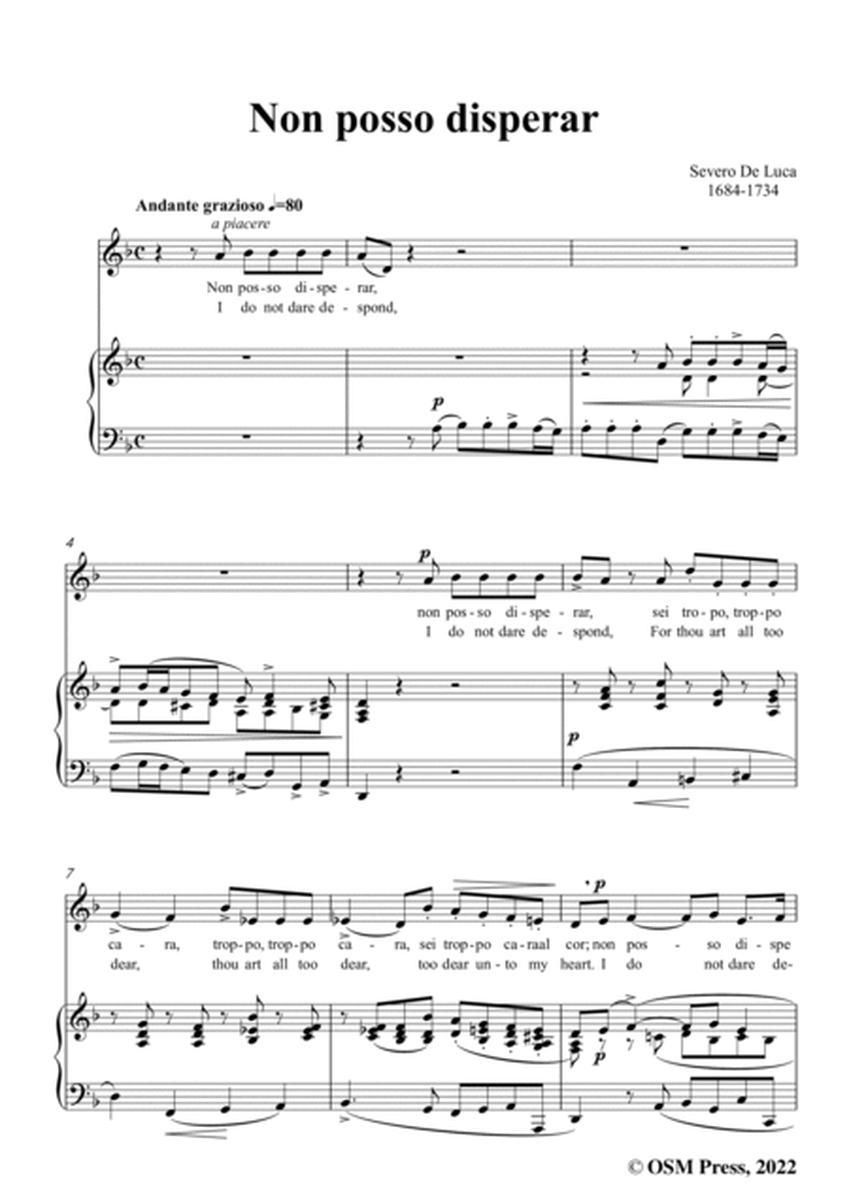 S. de Luca-Non posso disperar,in d minor,for Voice and Piano