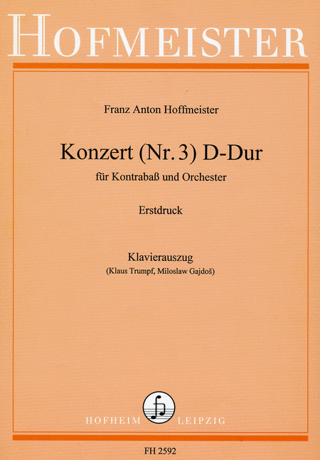 Konzert Nr. 3 D-Dur fur Kontrabass und Orchester / KlA