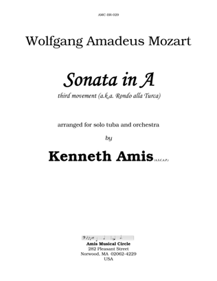 Book cover for Piano Sonata in A (Third Movement --a.k.a. Turkish March) for tuba and chamber orchestra