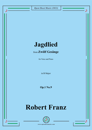 Book cover for Franz-Jagdlied,in B Major,Op.1 No.9,from Zwolf Gesange