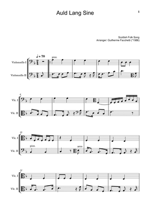 Book cover for Scottish Folk Song - Auld Lang Sine. Arrangement for Cello Duet