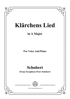 Book cover for Schubert-Klärchens Lied,Love,D.210,in A Major,for Voice&Piano