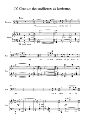 Cinq mélodies populaires grecques no. 4 Chanson des cueilleuses de lentisques, G major, medium voice