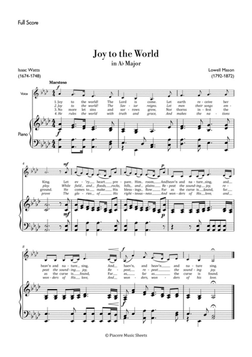 Mason - Joy to the World in A-Flat Major for Low Voice & Piano - Easy image number null