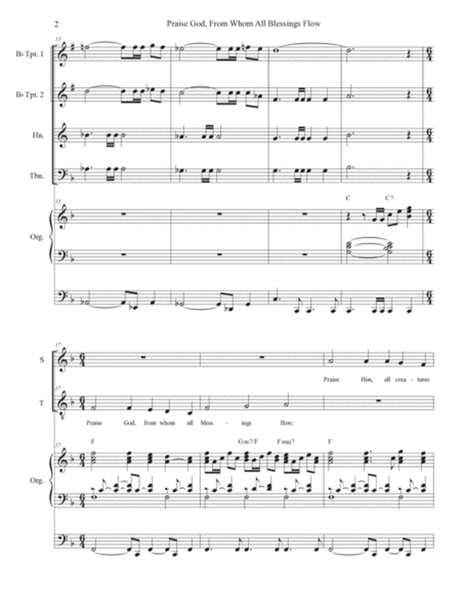 Praise God, From Whom All Blessings Flow (2-part choir - (Sop. & Ten.) (Full Score) - Score Only image number null