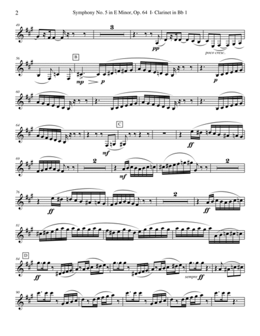 ‪Tchaikovsky‬ Symphony No. 5, Movement I - Clarinet in Bb 1 (Transposed Part), Op. 64