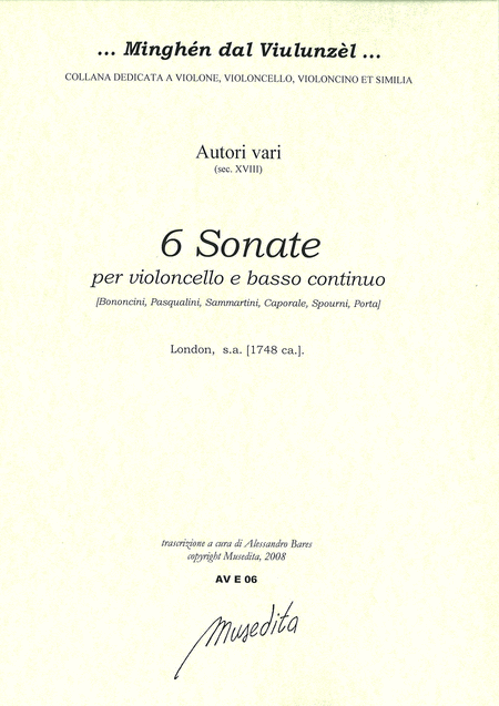 6 Cello Sonatas (London, [1748 ca.])