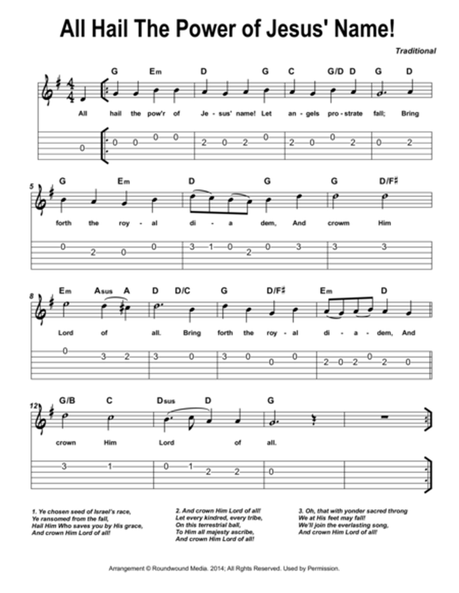 24 Classic Hymns For Beginner Guitar  (w/TAB)