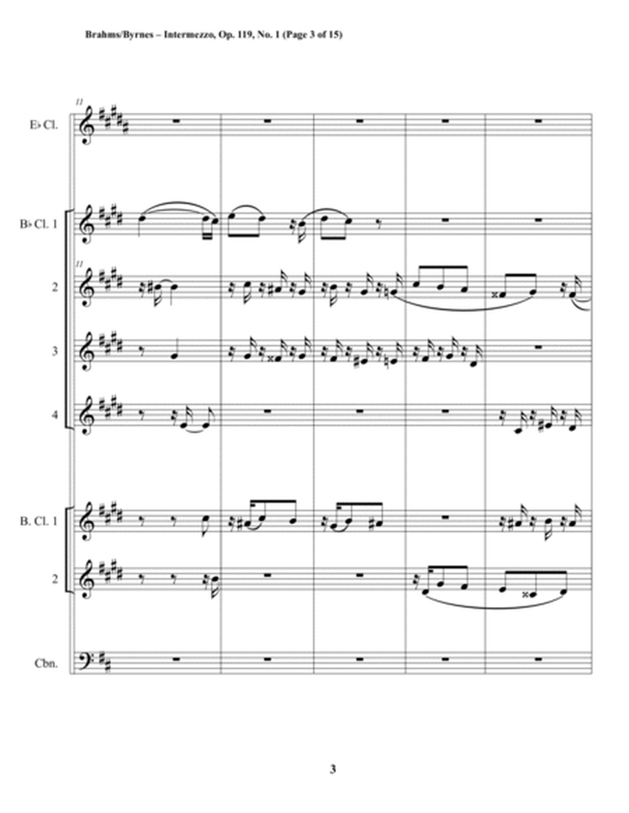 Intermezzo, Op. 119, No. 1 (Clarinet Septet + Contrabassoon) image number null