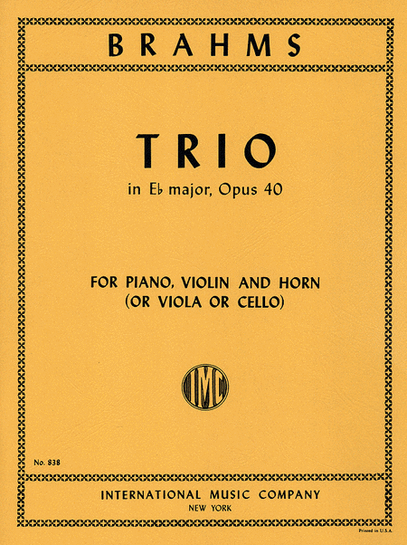 Trio in E flat major, Op. 40 for Violin, Horn (or Viola or Cello) and Piano